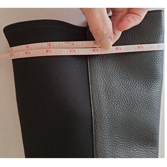 NWT Cole Haan Black Leather Tall Boots Stretch Panel Waterproof Sz 9 Old Money - Picture 15 of 16